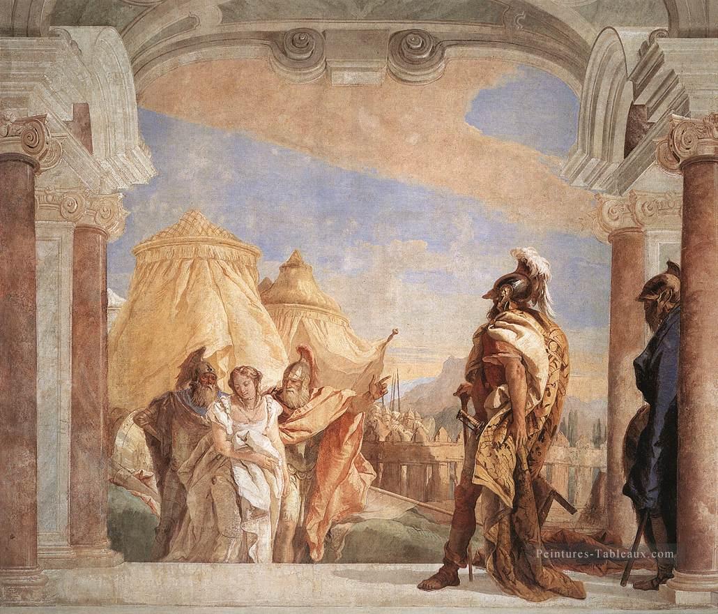 Villa Valmarana Eurybates et Talthybios mènent Briséis à Agamemmon Giovanni Battista Tiepolo Peintures à l'huile